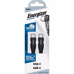 Energizer Ultimate C541CKBK USB-C–USB-C įkrovimo ir duomenų laidas, 2 m, 100 W, juodas