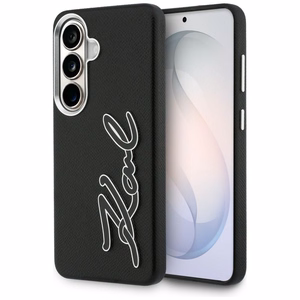 Karl Lagerfeld Grained Signature Metal Resin Logo dėklas Samsung Galaxy S26 juodas