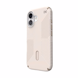 Speck Presidio2 Grip dėklas su MagSafe ir ClickLock, skirtas iPhone 16, „Bleached Bone/Heirloom Gold“