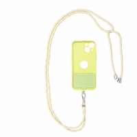 SWING (6mm) telefono dirželis, telefono pakabukas su reguliuojamu ilgiu / virvelės ilgis 165 cm (maks. 82,5 cm kilpoje) / ant peties arba kaklo – pilkas–geltonas