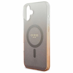 Guess IML Blizgantis gradientas Magnetinis dėklas telefonui iPhone 16 Plus - rudas