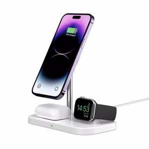 Tech-Protect QI15W-A22 MagSafe indukcinis įkroviklis su 3in1 MagSafe stovu išmaniajam telefonui / Apple Watch / AirPods - baltas