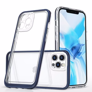 Clear 3in1 case for iPhone 12 Pro blue frame gel cover