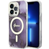 Guess GUHMP14LHTMRSU iPhone 14 Pro 6.1" violetinis/violetinis kietas dėklas Auksinis Marmuras MagSafe