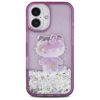 Hello Kitty Liquid Glitter 50 metų jubiliejaus vakarėlio dėklas telefonui iPhone 16 - violetinis
