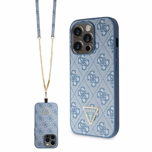 Guess GUHCP14LP4TDSCPB iPhone 14 Pro 6.1" mėlynas/mėlynas kietas dėklas Crossbody 4G Metal Logo