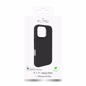 Силиконовый чехол Puro Icon Mag Pro MagSafe для iPhone 16 Pro - чёрный