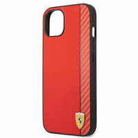 Ferrari FESAXHCP13SRE iPhone 13 mini 5.4" raudonas/raudonas kietas dėklas On Track Carbon Stripe