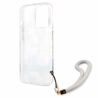 Guess GUHCP13XHFLSN iPhone 13 Pro Max 6.7" žalias kietasis dėklas su gėlių dirželiu