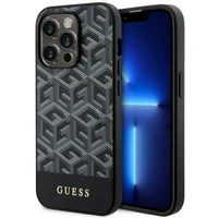 Guess GUHMP14XHGCFSEK iPhone 14 Pro Max 6.7" juodas kietas dėklas GCube Stripes Magnetinis