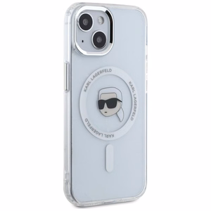 Karl Lagerfeld IML Metalinis Karl Galvos Magnetinis dėklas iPhone 15 baltas