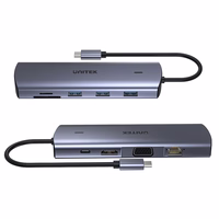 UNITEK šakotuvas USB-C 9IN1 HDMI, VGA, SD, RJ45, PD 100W
