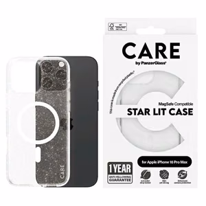 CARE by PanzerGlass Flagship Star Lit dėklas telefonui iPhone 16 Pro Max 6.9" baltas Magnetinis 1344