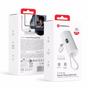 Powerbank Forcell F-Energy Power Plug F5K3 PD 20W 5000 mAh with built-in Lightning connector white
