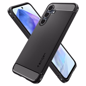 Spigen Rugged Armor dėklas, skirtas Samsung Galaxy A55 5G, matinis juodas