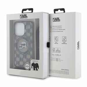 Karl Lagerfeld IML Crossbody Monogram Karl & Choupette Head Magnetinis dėklas iPhone 15 Pro Max - juodas