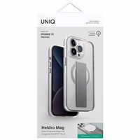 Uniq Heldro Mag Magclick įkrovimo dėklas telefonui iPhone 15 Pro Max - skaidri