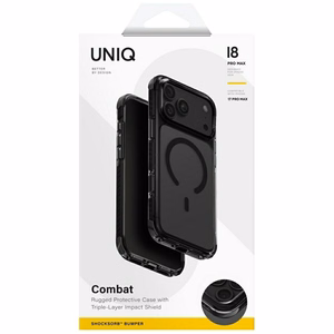 Uniq Combat Magclick Charging dėklas iPhone 18 Pro Max / 17 Pro Max – juodas