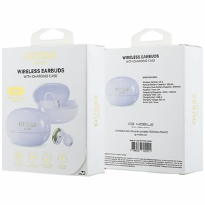 Belaidės ausinės OWS Guess Metalic Finish Electropated Parts Classic Logo, violetinės