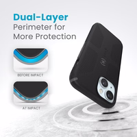 Speck Candyshell Grip MagSafe - iPhone 17e / 16e / 15 / 14 / 13 dėklas (juodas / Slate pilkas)