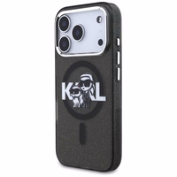 KARL LAGERFELD dėklas telefonui IPHONE 17 Pro, suderinamas su magnetiniu MagSafe (KLHMP17LHGKCGKBK, IML Glitter k&C Sketch Logo) juodas