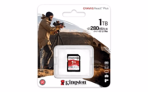 Kingston Technology 1TB Canvas React Plus SDXC UHS-II 280R/150W U3 V60, skirta Full HD/4K