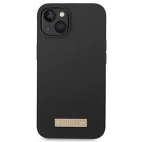 Guess GUHMP14MSBPLK iPhone 14 Plus 6.7" juodas/juodas kietas dėklas Silikoninė logotipo plokštelė Magnetinis