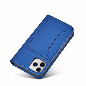 Magnetinis dėklas kortelėms iPhone 12 Pro Max dėklas kortelių piniginė kortelių laikiklis mėlynas