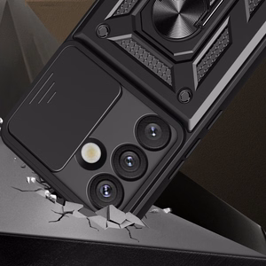 Hibridinis apsauginis dėklas su stovu ir kameros dangteliu Infinix Note 50 Pro 4G - juodas
