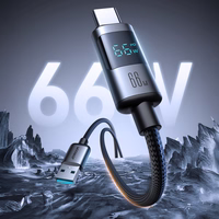 Joyroom S-A16 Pro Prism serijos 66W USB-A - USB-C kabelis su ekranu 1,2 m - juodas