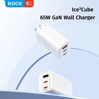 Rock Wall charger Ice2Cube GaN - USB + 2xType C - PD 65W 3A white