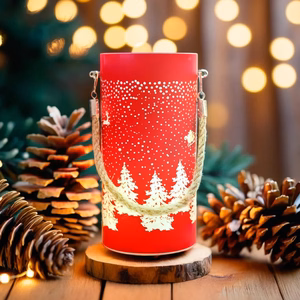 Christmas stiklas Lantern FCL-10 raudonas-auksinis L Forever Light