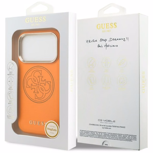 Guess Perforated 4G MagSafe dėklas for iPhone 17 Pro - oranžinis