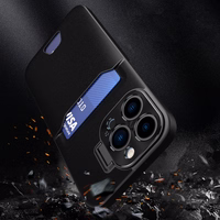 Odinis dėklas su stovu iPhone 14, kortelių piniginės tipo, juodas