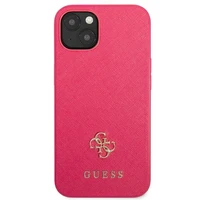 Guess Saffiano 4G Small Metal Logo dėklas telefonui iPhone 13 mini - rožinė
