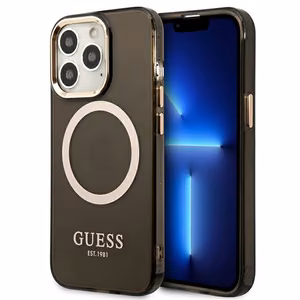 Guess Gold Outline Translucent MagSafe чехол для iPhone 13 Pro Max - чёрный