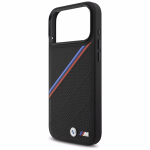BMW M Tricolor Metal Logo MagSafe dėklas telefonui iPhone 17 Pro Max - juodas