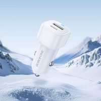 "Borofone" automobilinis įkroviklis BZ34B Cloud - USB + C tipo - QC 3.0 PD 38W, baltas
