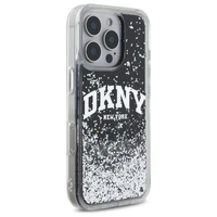 DKNY DKHCP16LLBNAEK iPhone 16 Pro 6.3" juodas/juodas kietas dėklas Liquid Glitter Arch Logo