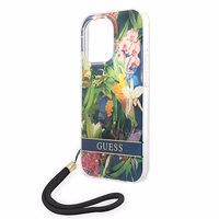 Guess GUOHCP14XHFLSB iPhone 14 Pro Max 6.7 "mėlynas/mėlynas kietas dėklas Gėlių dirželis
