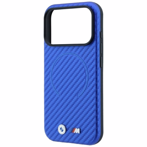BMW M Carbon Printed Ring MagSafe dėklas, skirtas iPhone 17 Pro / 18 Pro – mėlynas