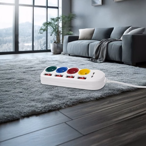 Maclean power strip, extender 4 sockets + 2xUSB, with switches, 250VAC/10A, 2.1A 5V, 1.5m, white, MCE229 W