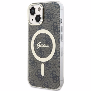 Guess IML 4G magnetinis dėklas telefonui iPhone 15 - rudas