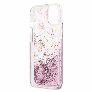 Guess GUHCP13SLGPEPI iPhone 13 mini 5.4" rožinis/rožinis kietas dėklas Peony Liquid Glitter
