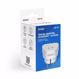 SAVIO AP-01 kelioninis adapteris, US lizdas – ES kištukas