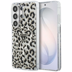 GUESS dėklas for SAMSUNG S26 Ultra GUHMS26LHLEGTGLK (Magnetic IML Leopard Print Triangle) juodas