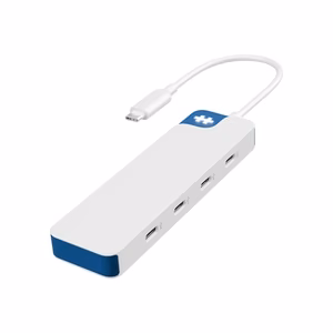 Hyper HyperDrive Flex HD5201BUGL – 4 prievadų USB-C šakotuvas, baltas ir mėlynas