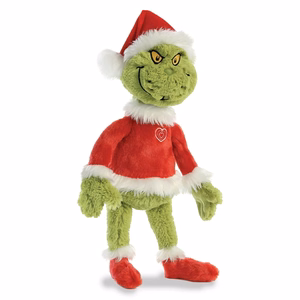 Grinch ekologiškas pliušinis žaislas su Kalėdų Senelio kostiumu, 43 cm