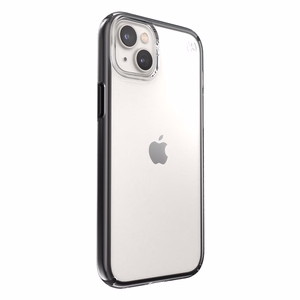 Speck Presidio Perfect-Clear with Impact Geometry case for iPhone 15 Plus / 14 Plus, with Microban antimicrobial protection, Clear / Black