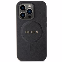 Guess GUHMP14LPSAHMCK dėklas iPhone 14 Pro - juodas Saffiano MagSafe